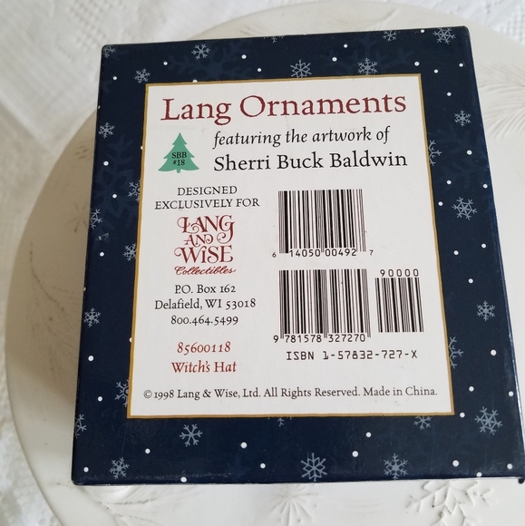 Lang & Wise 1998 Ceramic Ornaments Sherri Buck Baldwin Witch's Hat - Picture 2 of 10